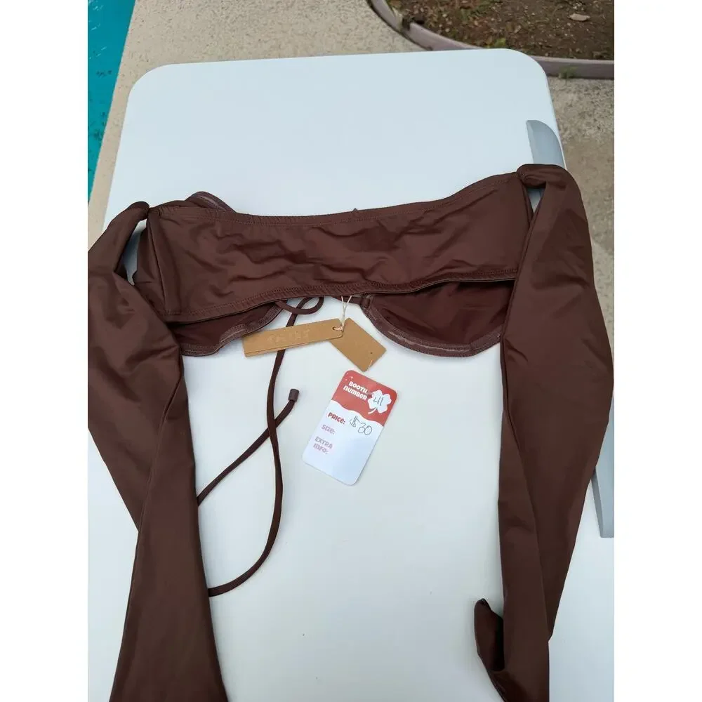 Skims Bikini Top Brown Size L NWT